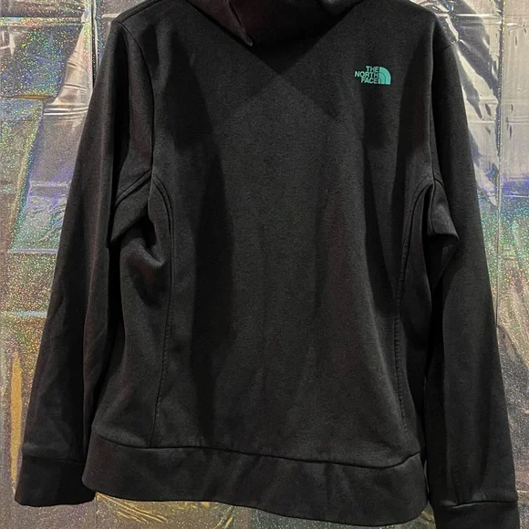 The North Face Dark Gray Full Zip Hoodie Teal Logo Women’s L - Picture 4 of 4